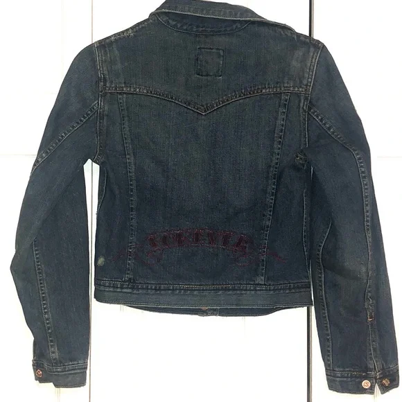 Lucky Brand Denim True Love is Forever Tattoo Jacket Medium - Picture 7 of 16